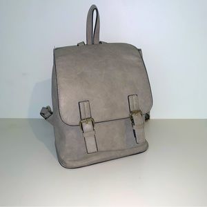 Gray Leather Backpack